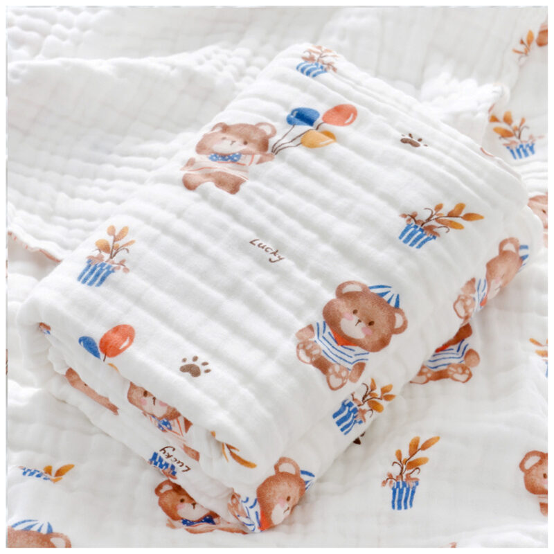 Premium 6 Layer Cotton Blanket / Towel #Balloon Teddy Bear