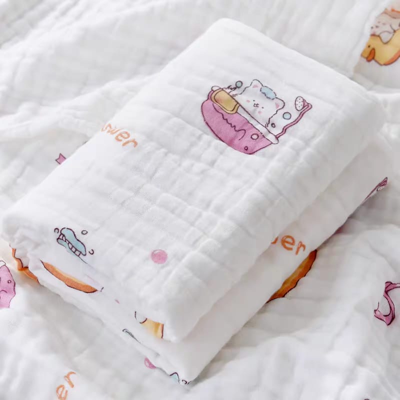 Premium 6 Layer Cotton Blanket / Towel #Shower Kitten