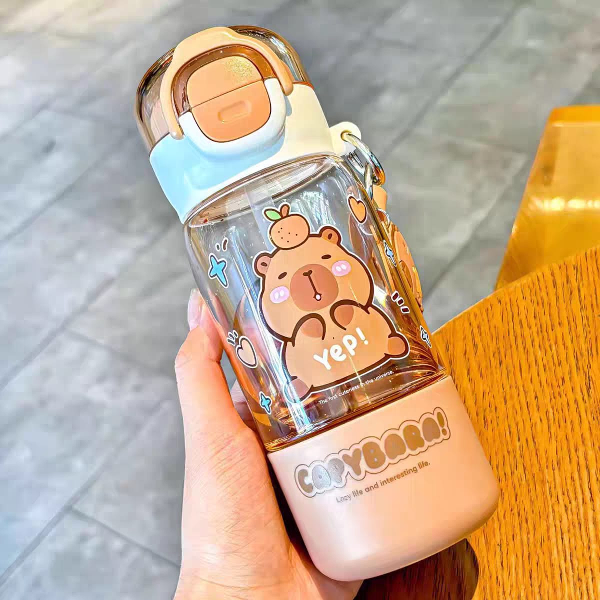 CAPYBARA Water Bottle with Straw and Pop Lid (420ml) #2