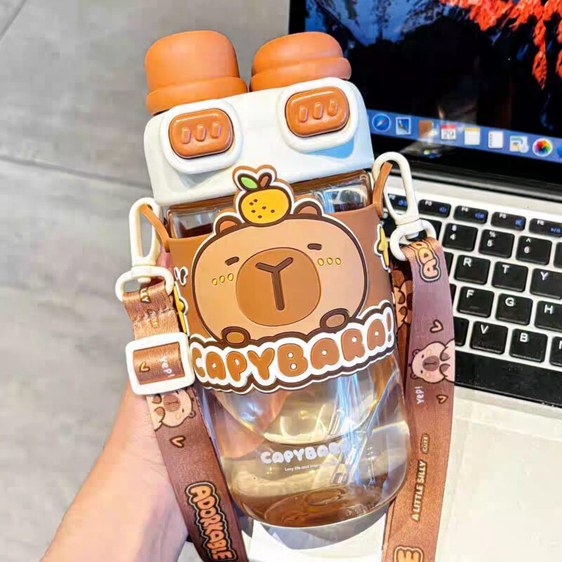 CABYBARA Water Bottle with Straw and Pop Lid (720ml)