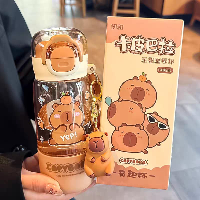 CAPYBARA Water Bottle with Straw and Pop Lid (420ml) #2 - Image 4