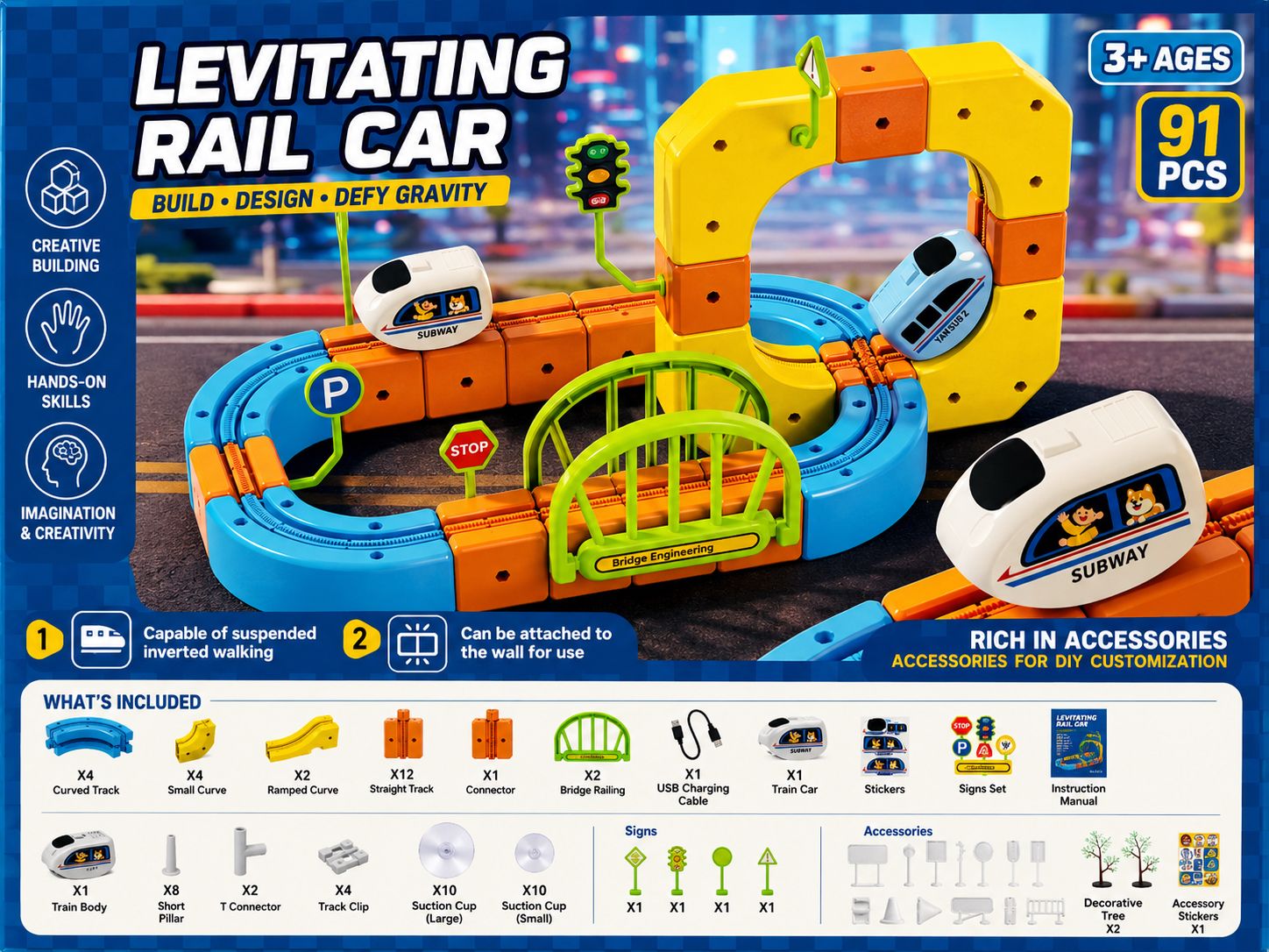 91pcs Magnetic Electric Rail Car - Image 5