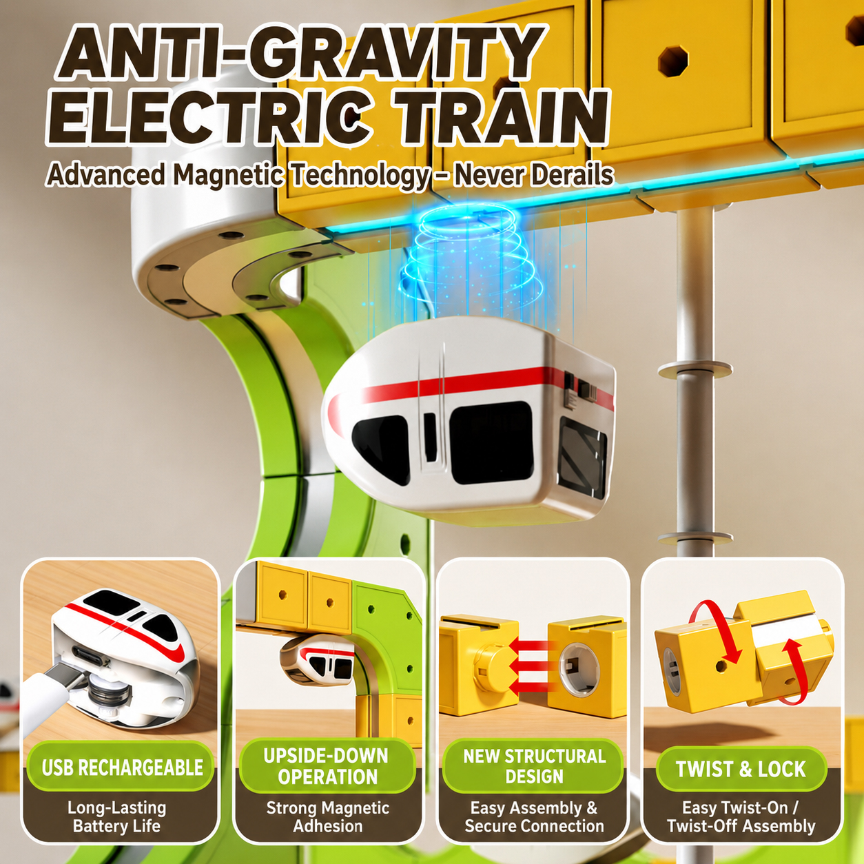 91pcs Magnetic Electric Rail Car - Image 2