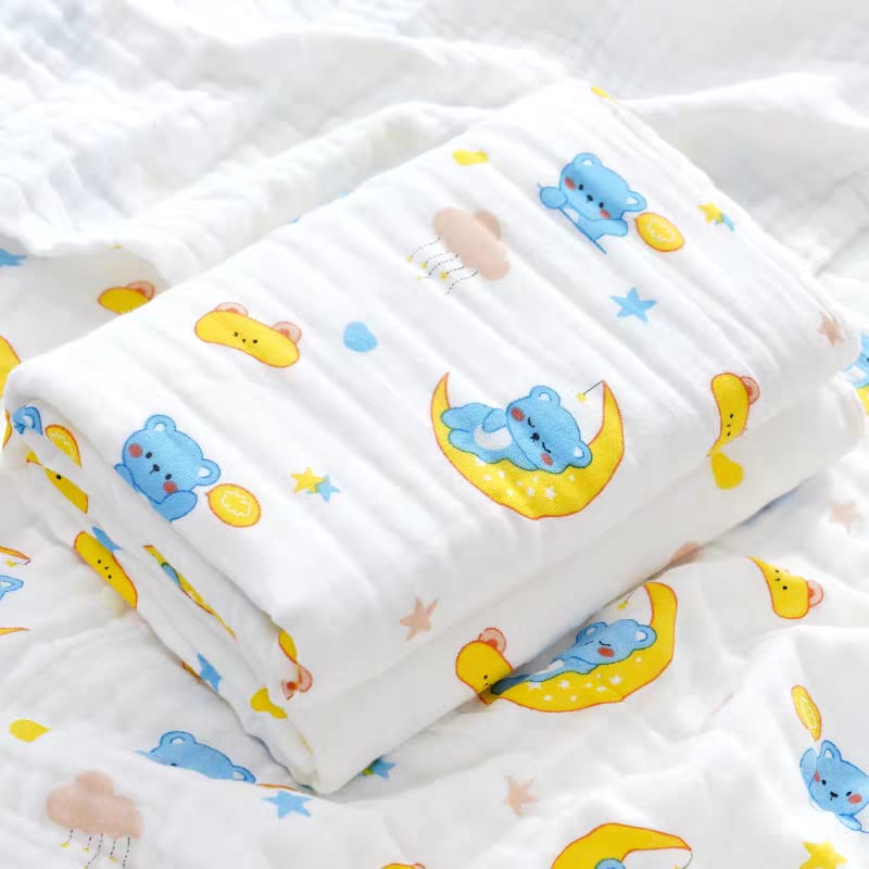 Premium 6 Layer Cotton Blanket / Towel #Sleepy Moon Bear
